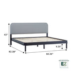 Walker Edison Solid Wood King Bed with Curved Upholstered Headboard