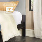 Walker Edison Solid Wood King Bed with Curved Upholstered Headboard