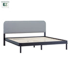 Walker Edison Solid Wood King Bed with Curved Upholstered Headboard
