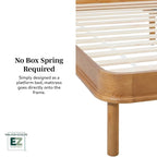 Walker Edison Solid Wood King Bed with Curved Upholstered Headboard