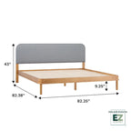 Walker Edison Solid Wood King Bed with Curved Upholstered Headboard