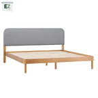 Walker Edison Solid Wood King Bed with Curved Upholstered Headboard