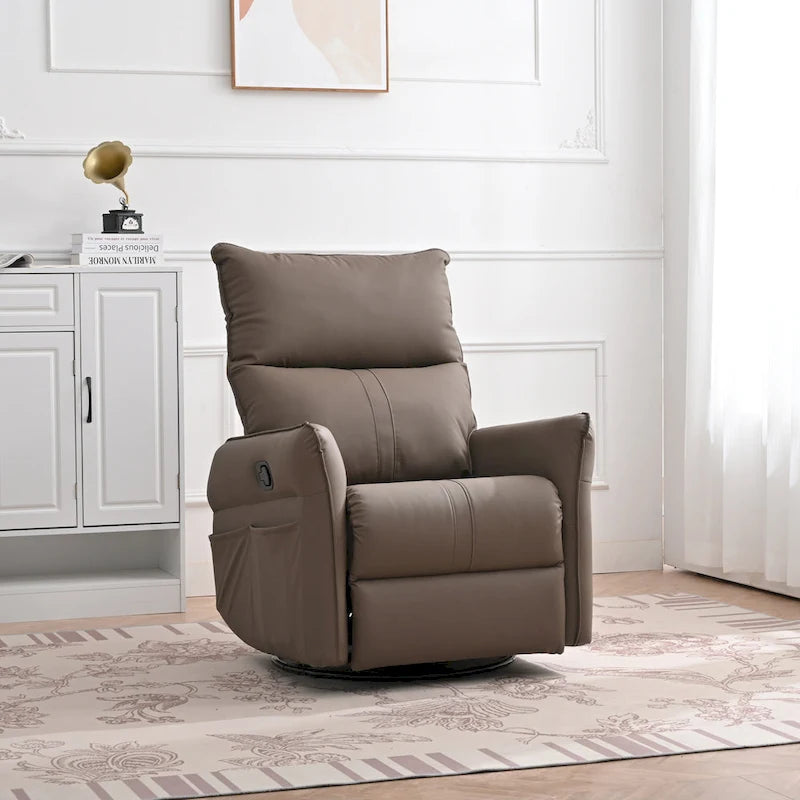 Modern Small Rocking Swivel Recliner Chair with Overstuffed Seat
