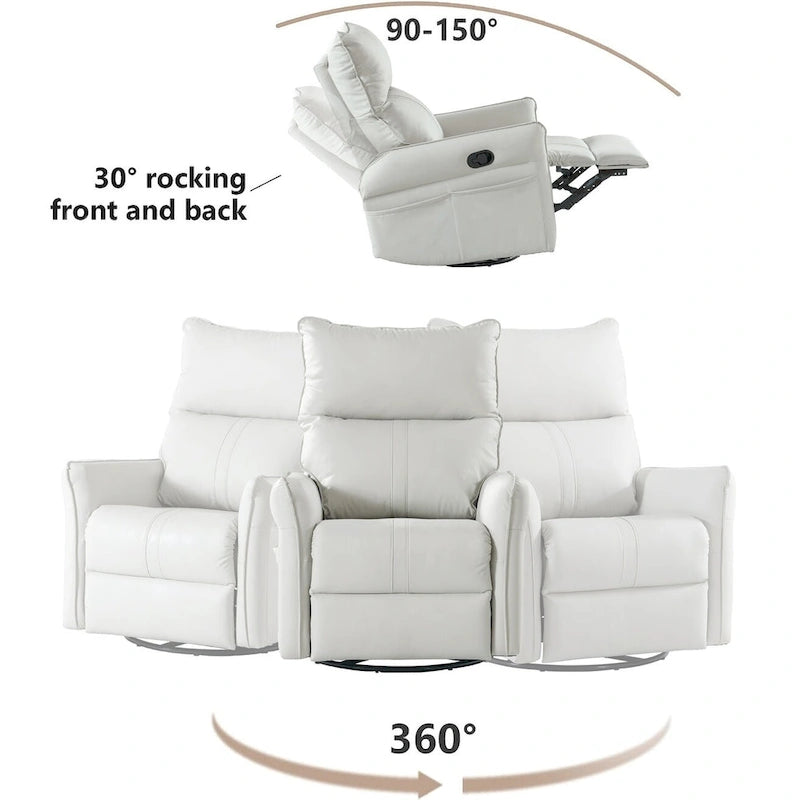 Modern Small Rocking Swivel Recliner Chair with Overstuffed Seat