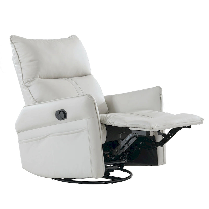 Modern Small Rocking Swivel Recliner Chair with Overstuffed Seat
