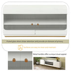 63.07 TV Stand with Glass & Gold Frame for 70 TVs