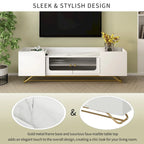 63.07 TV Stand with Glass & Gold Frame for 70 TVs