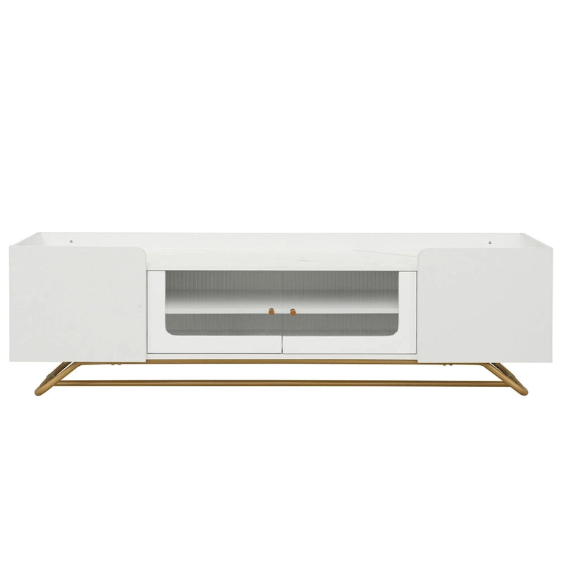 63.07 TV Stand with Glass & Gold Frame for 70 TVs