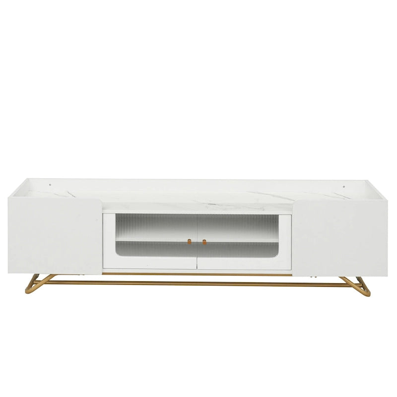 63.07 TV Stand with Glass & Gold Frame for 70 TVs