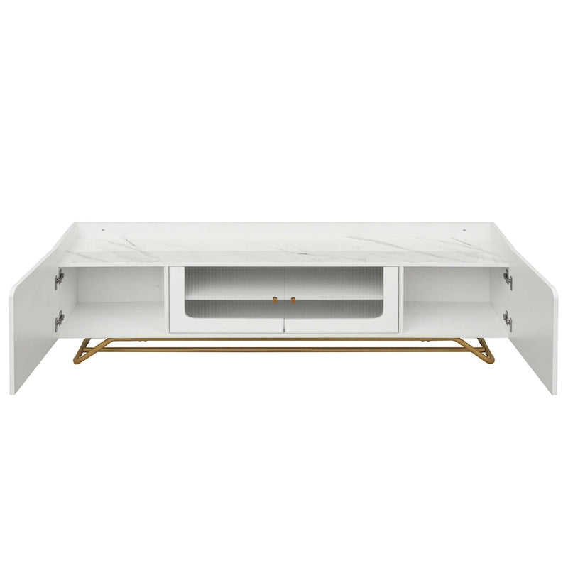 63.07 TV Stand with Glass & Gold Frame for 70 TVs