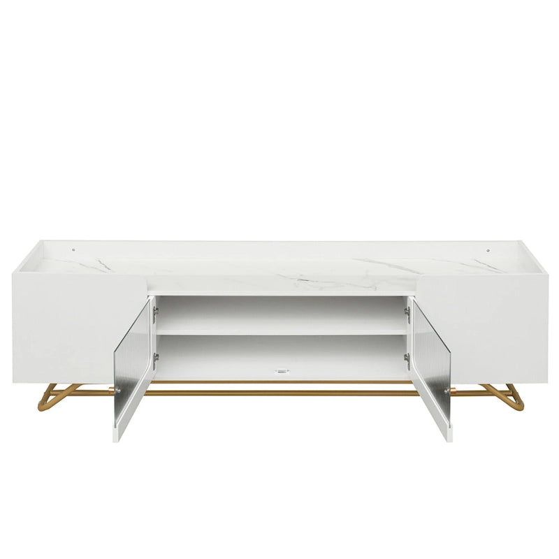 63.07 TV Stand with Glass & Gold Frame for 70 TVs