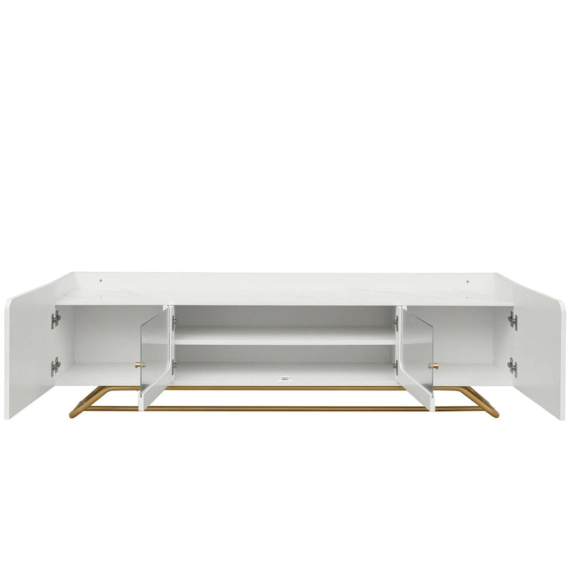 63.07 TV Stand with Glass & Gold Frame for 70 TVs