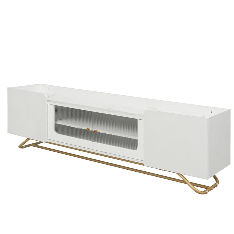 63.07 TV Stand with Glass & Gold Frame for 70 TVs