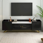 63.07 TV Stand with Glass & Gold Frame for 70 TVs