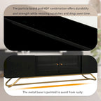 63.07 TV Stand with Glass & Gold Frame for 70 TVs