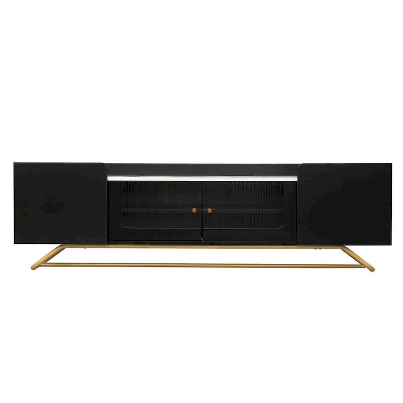 63.07 TV Stand with Glass & Gold Frame for 70 TVs