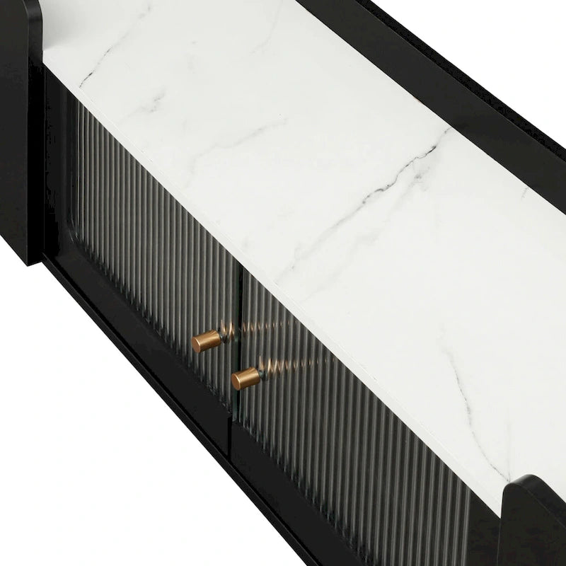 63.07 TV Stand with Glass & Gold Frame for 70 TVs