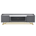 63.07 TV Stand with Glass & Gold Frame for 70 TVs