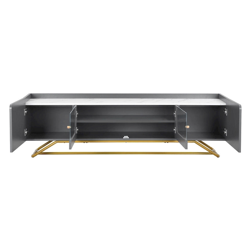 63.07 TV Stand with Glass & Gold Frame for 70 TVs