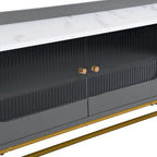 63.07 TV Stand with Glass & Gold Frame for 70 TVs