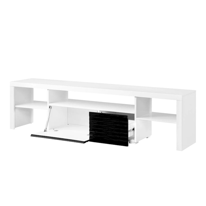 White 75 Modern TV Stand with Extension Drawer & Shelf for 80 TVs