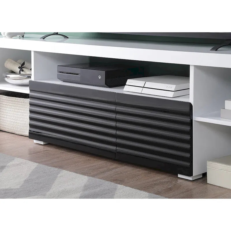 White 75 Modern TV Stand with Extension Drawer & Shelf for 80 TVs