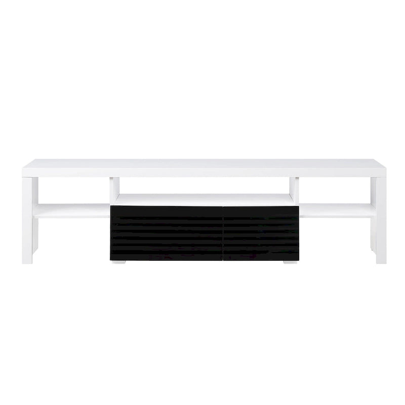 White 75 Modern TV Stand with Extension Drawer & Shelf for 80 TVs