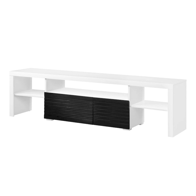 White 75 Modern TV Stand with Extension Drawer & Shelf for 80 TVs