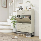 Shoe Cabinet with Doors, 6-Tier Shoe Storage Cabinet with Adjustable Shelves, Wooden Shoes Rack Shoe Storage Organizer