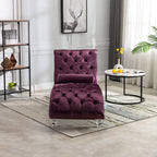 PUrple 63.98 Upholstered Tufted Chaise Lounge Chair with Pillow and Acrylic Legs