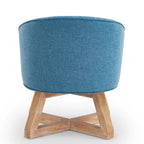 Light Blue Modern 27 Linen Upholstered 360 Swivel Barrel Chair with Solid Legs