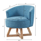 Light Blue Modern 27 Linen Upholstered 360 Swivel Barrel Chair with Solid Legs