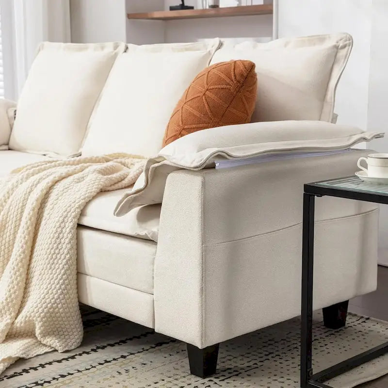 Tufted Upholstered 3 Seater Sofa Modern Chenille Couches