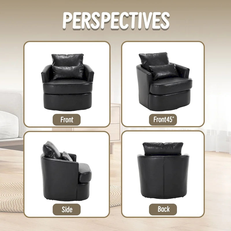 Swivel Barrel Chair, Comfy Round Accent Sofa Chair for Living Room, 360 Degree Swivel Barrel Club Chair, Leisure Arm Chair