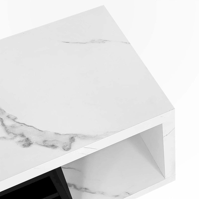 Extendable TV Stand with 2 Drawers and 4 Shelves