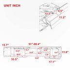 Extendable TV Stand with 2 Drawers and 4 Shelves