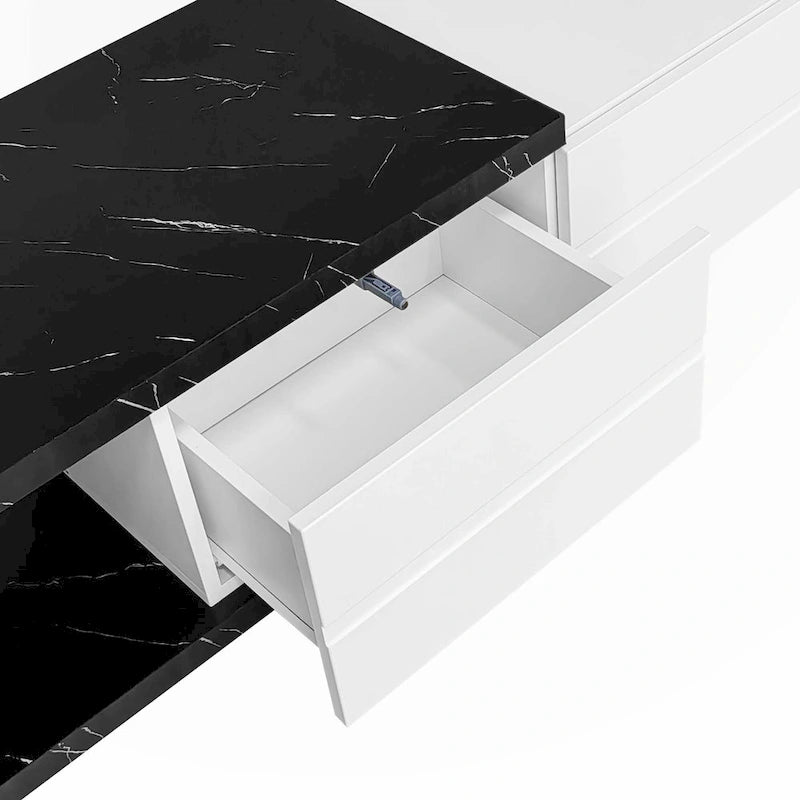 Extendable TV Stand with 2 Drawers and 4 Shelves