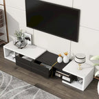Extendable TV Stand with 2 Drawers and 4 Shelves