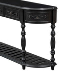 52'Curved Console Table Sofa Table Entryway Table for Hallway Living Room with 4 Drawers and 1 Shelf