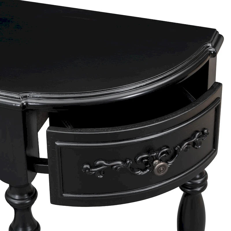 52'Curved Console Table Sofa Table Entryway Table for Hallway Living Room with 4 Drawers and 1 Shelf