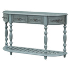 52'Curved Console Table Sofa Table Entryway Table for Hallway Living Room with 4 Drawers and 1 Shelf