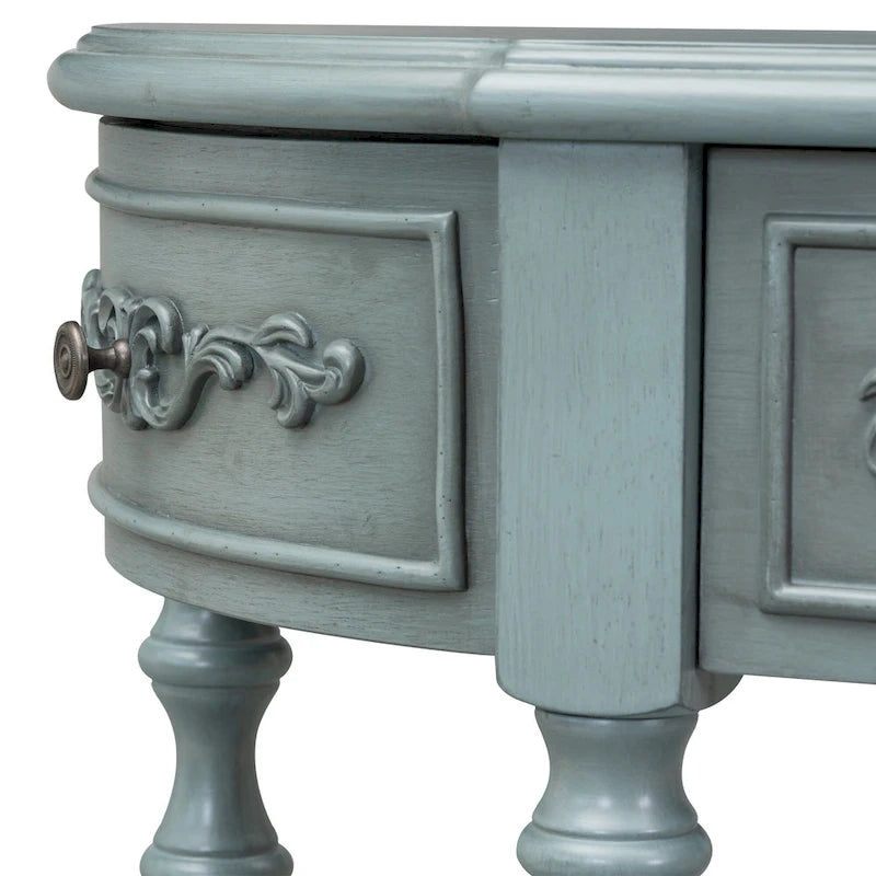 52'Curved Console Table Sofa Table Entryway Table for Hallway Living Room with 4 Drawers and 1 Shelf