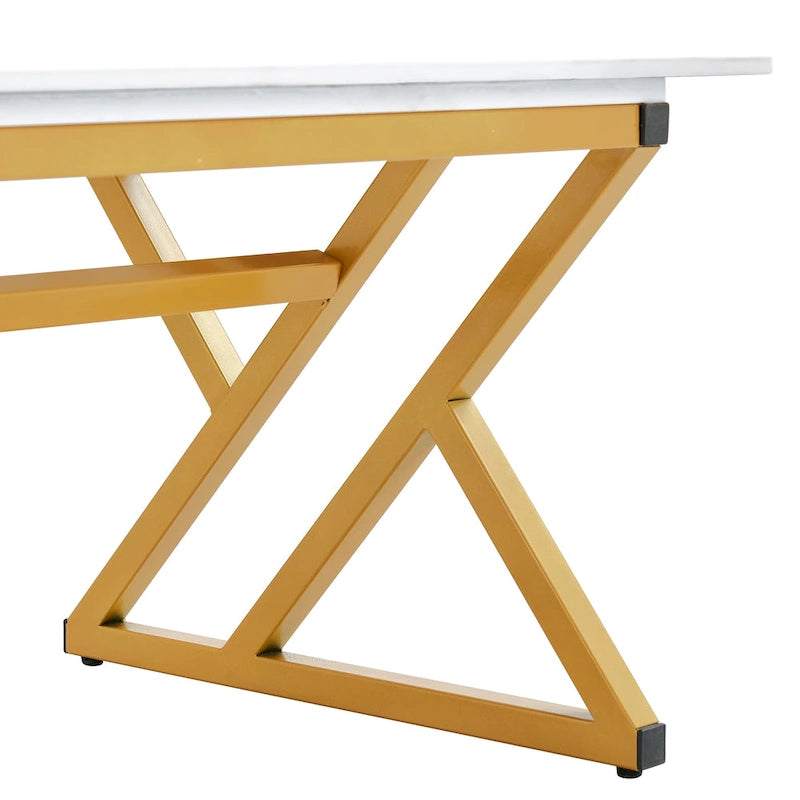 Modern Minimalist Style Marble Patterned Coffee Table With Black Metal Legs, Game Table, Tea Table