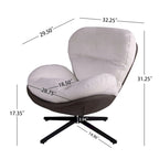 360 Swivel Accent Chair, Modern Chenille Lounge Chair with Faux Leather and Black Metal Base Frame, Comfortable Reading Chair