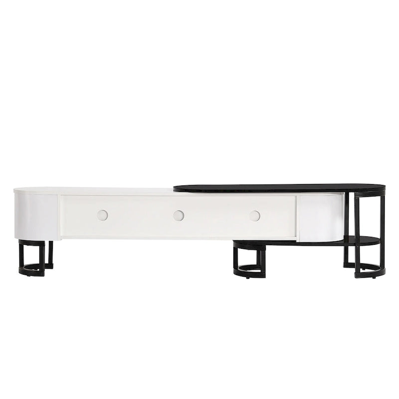 67.7-76.4Extendable TV Stand for TVs up to 75 Inches,Entertainment Center Media Console with 3 Drawers,Metal Adjustable Legs