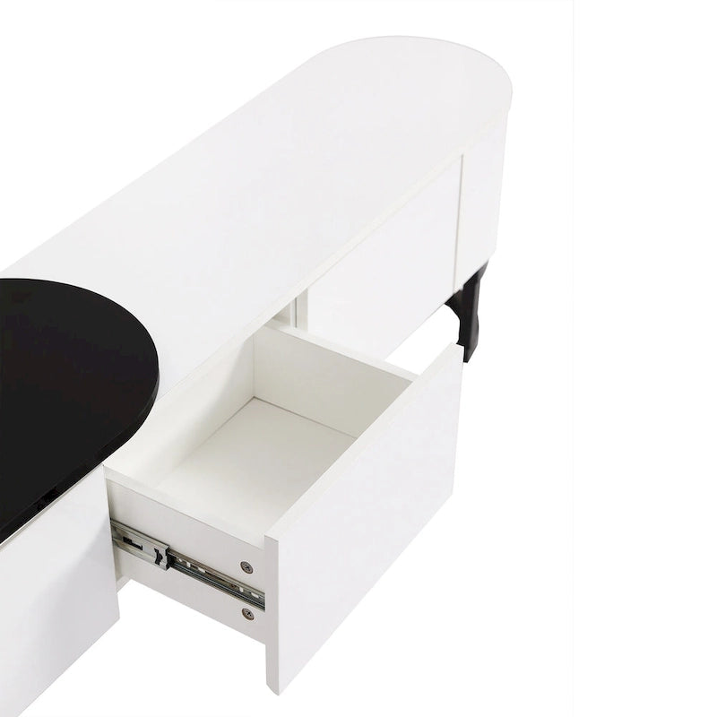 67.7-76.4Extendable TV Stand for TVs up to 75 Inches,Entertainment Center Media Console with 3 Drawers,Metal Adjustable Legs