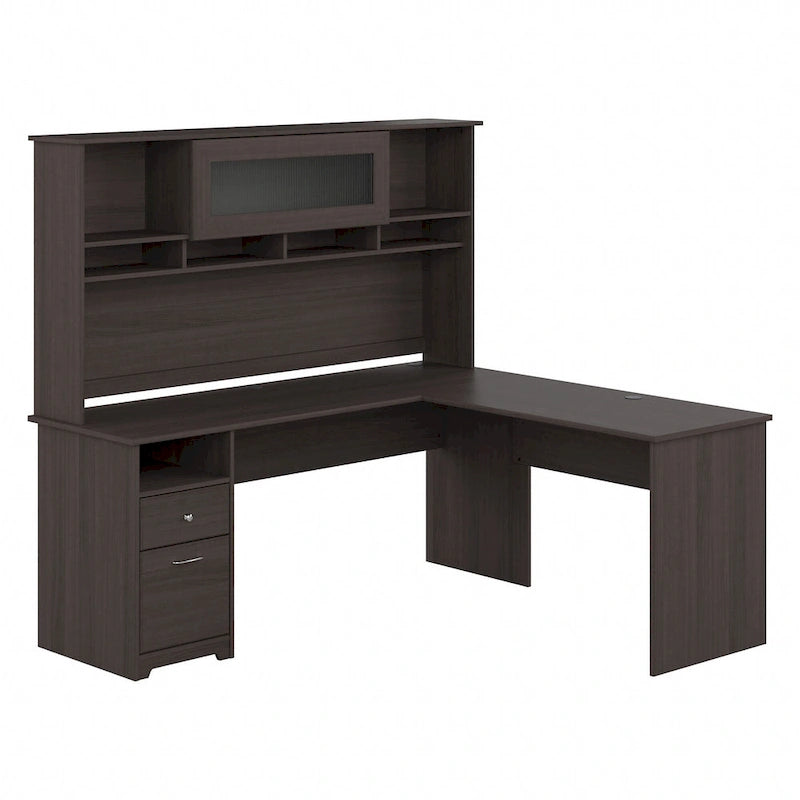 72W L-shaped Computer Desk with Hutch and Drawers by Bush Furniture