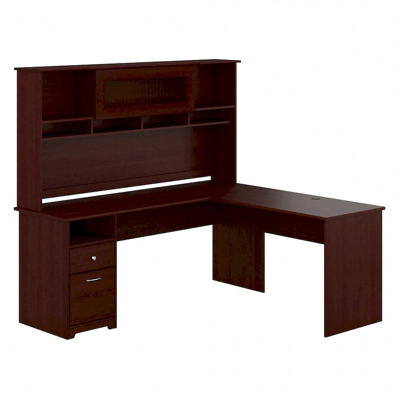 72W L-shaped Computer Desk with Hutch and Drawers by Bush Furniture