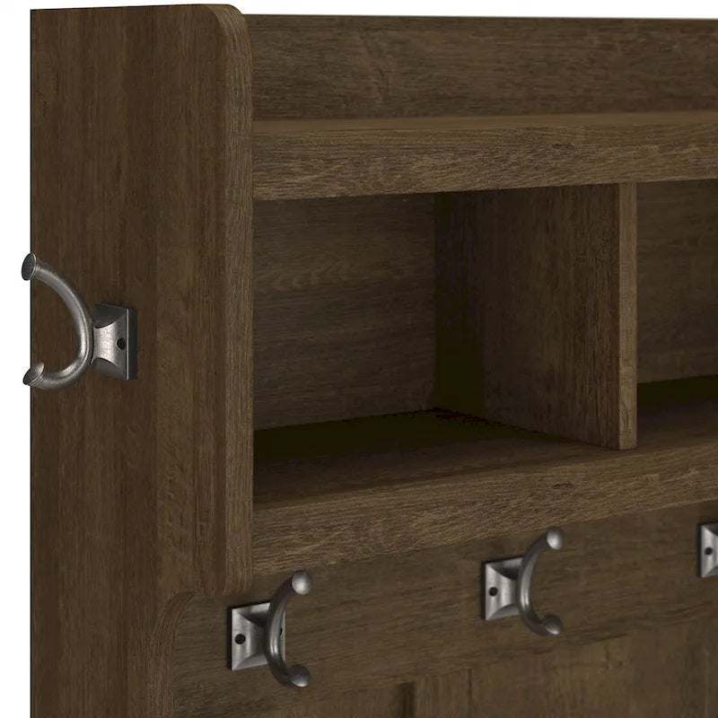 Woodland 40W Hall Tree and Shoe Bench with Shelves by Bush Furniture