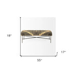 HomeRoots 55 Green Brown and Black Upholstered Abstract Cotton Blend Bench - 55